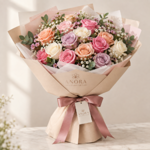 Pastel Dream Mixed Rose Bouquet – ANORA